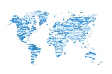  mavi su konseptinden yapılmış dünya haritası