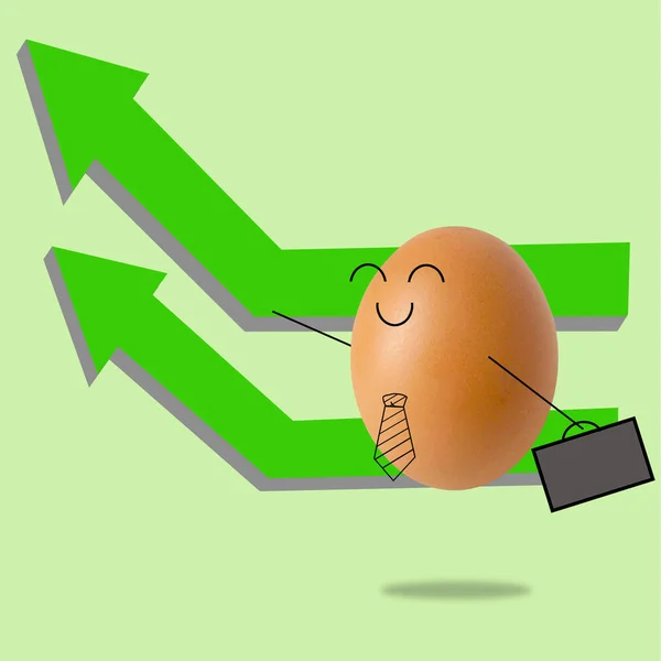 İşadamı yumurta ve yeşil ok , başarı kavramı — Stok fotoğraf
