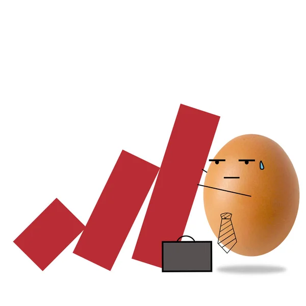 Biznesmen jajko na spada czerwony wykres — Zdjęcie stockowe