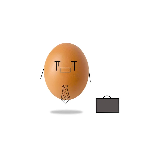 Грустное яйцо бизнесмена на белом фоне — стоковое фото