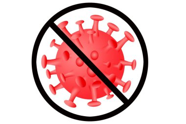 Covid-19 İşaretini Durdur, 3D Görüntü Konsepti Coronavirus COVID-19 beyaz arka planda