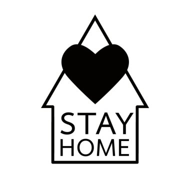 Beyaz arka planda güvende kalmak, karantina konsepti çizmek ve evde kalmak..