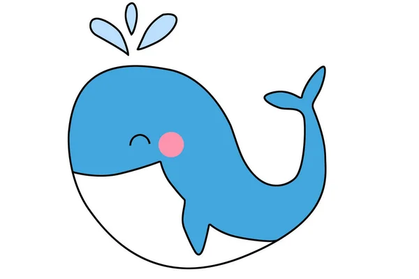 Niebieski Wieloryb Kreskówka Białym Tle Ilustracja — Zdjęcie stockowe