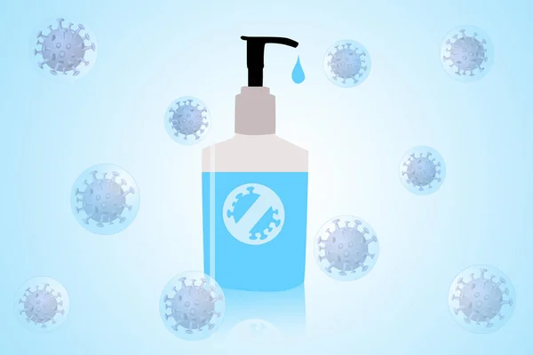 Hand Sanitizer Illustratie Geïsoleerd Blauwe Achtergrond — Stockfoto