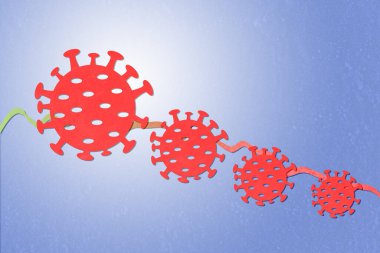 Kağıt kesiği Coronavirus COVID-19 ve grafik işi, kağıt kesiği ve zanaat tarzı.
