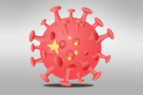 Китайський Прапор Хворобою Коронавірусу Covid Медична Ілюстрація Ілюстрація — стокове фото