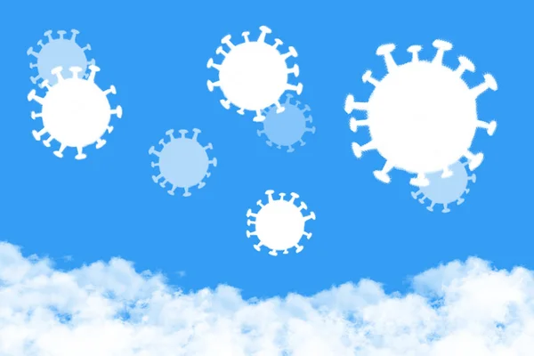 Coronavirus Σύννεφο Σχήμα Μπλε Ουρανό Εικονογράφηση — Φωτογραφία Αρχείου