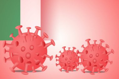 Coronavirus hastalığı olan İtalya bayrağı COVID-19 enfeksiyon tıbbi illüstrasyon, 3 boyutlu illüstrasyon