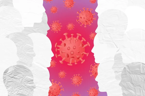 Covid Közegészségügyi Kockázat Betegség Influenza Kitörése Világjárvány Orvosi Illusztráció Koncepció — Stock Fotó