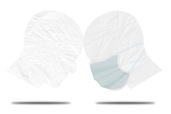 ношение маски против маски группы Америка, бумажная голова 3d иллюстрации концепции