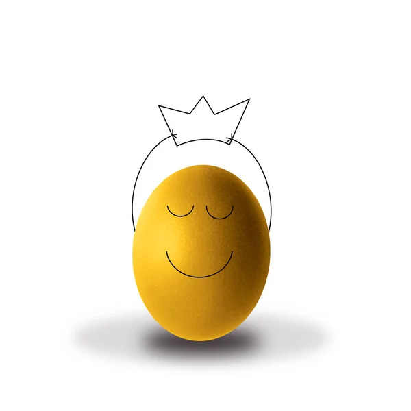 Χαμογελαστό Χρυσό Αυγό Χαρούμενο Πρόσωπο Λευκό Φόντο Εικόνα — Φωτογραφία Αρχείου