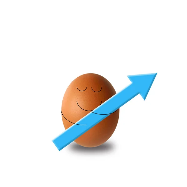 白い背景に単離された成長チャートと茶色の卵 3Dイラスト — ストック写真