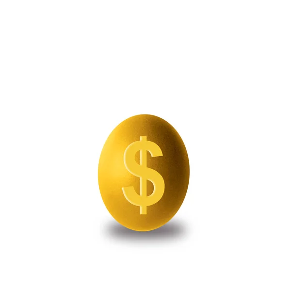 Golden Dollar Symbol Inuti Ett Gyllene Ägg Vit Bakgrund Framgångskoncept — Stockfoto