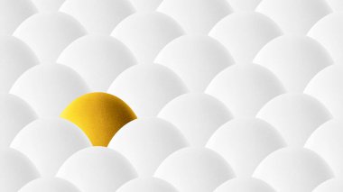 Diğer yumurtalardan farklı olan altın yumurtalar, başarı konsepti, 3 boyutlu illüstrasyon