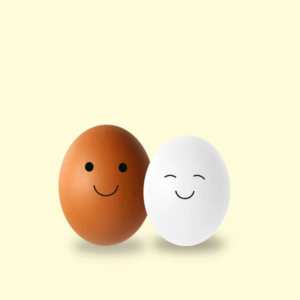 Smiling Eggs Happy Face Yellow Background Illustration — Stock Photo, Image