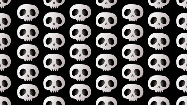 Skull Sömlös Tecknad Svart Bakgrund Illustration Koncept — Stockfoto