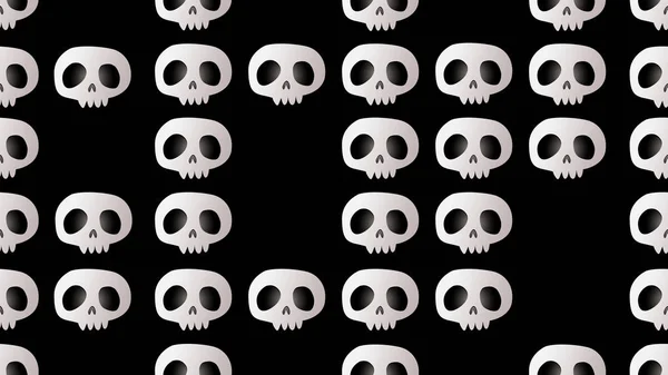 Skull Sömlös Tecknad Svart Bakgrund Illustration Koncept — Stockfoto