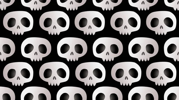 Skull Sömlös Tecknad Svart Bakgrund Illustration Koncept — Stockfoto