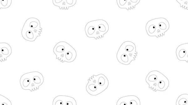 Lebka Bezešvé Kreslené Bílém Pozadí Ilustrační Koncept — Stock fotografie