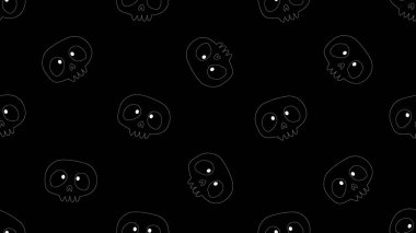 Siyah arkaplanda kafatası olmayan çizgi film, illüstrasyon konsepti