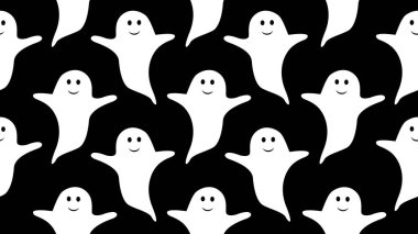 Siyah arkaplanda kusursuz hayalet karikatürü, illüstrasyon konsepti