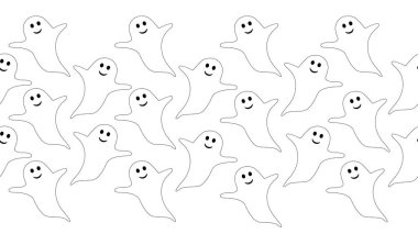 Beyaz arkaplanda kusursuz hayalet karikatürü, illüstrasyon konsepti