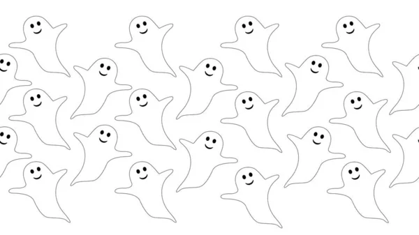 Fantasma Dibujos Animados Sin Costura Sobre Fondo Blanco Concepto Ilustración —  Fotos de Stock