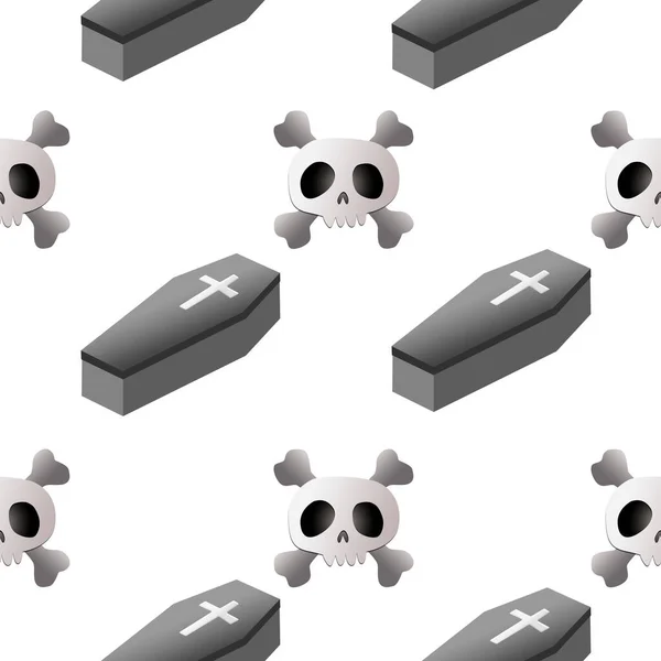 Coffin Skull Seamless Cartoon White Background Illustration Concept — стоковое фото