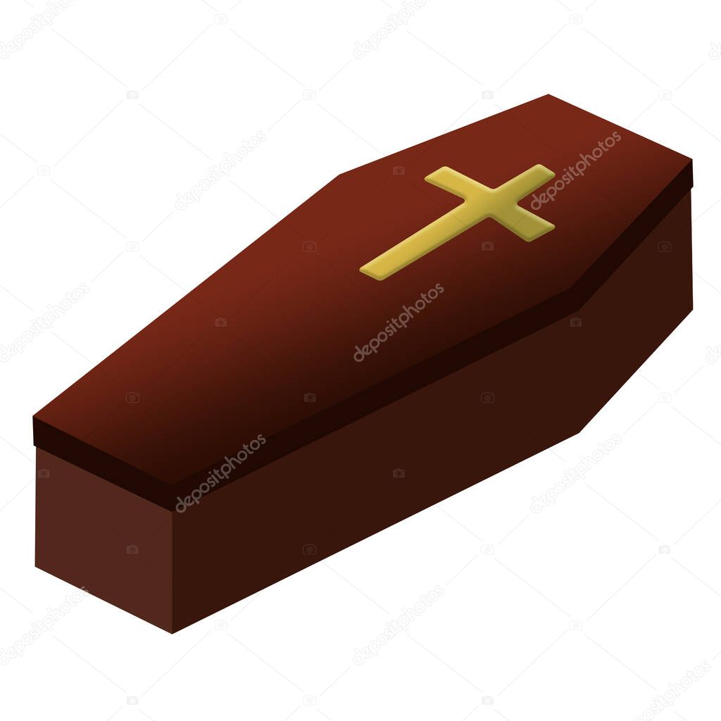 Coffin Happy Halloween on white background ,3d illustration concept