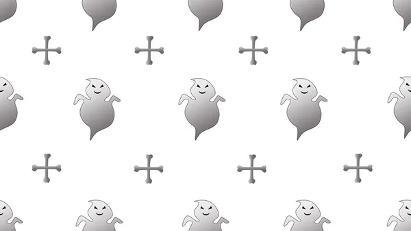 Skeleton Ghost Seamless Cartoon White Background Illustration Concept — Stock Photo, Image