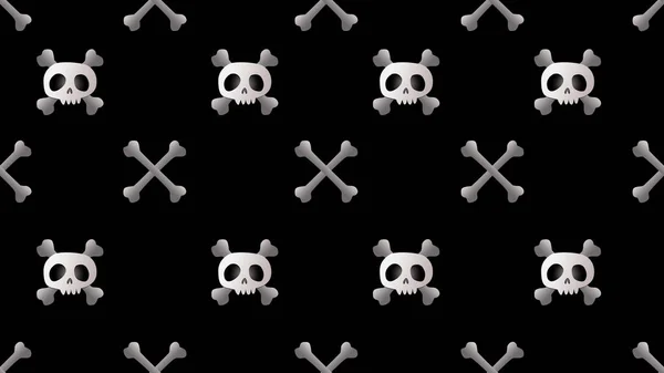 Skeleton Skull Seamless Cartoon Black Background Illustration Concept — стоковое фото