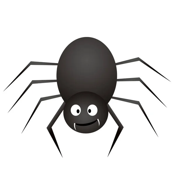 Black Spider Happy Halloween White Background Illustration Concept — Stock Photo, Image
