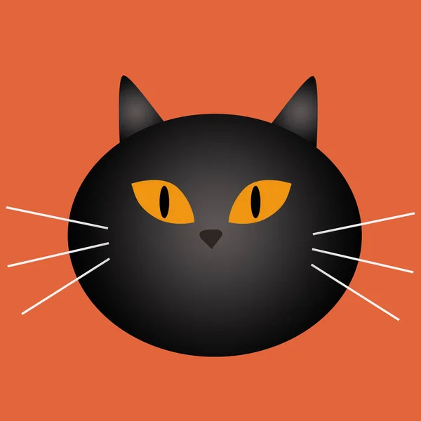 black cat Happy Halloween on orange background , illustration concept