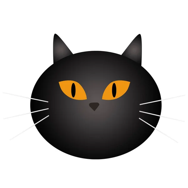 Svart Katt Happy Halloween Orange Bakgrund Illustration Koncept — Stockfoto