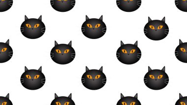 Beyaz arka planda siyah kedisiz çizgi film, illüstrasyon konsepti