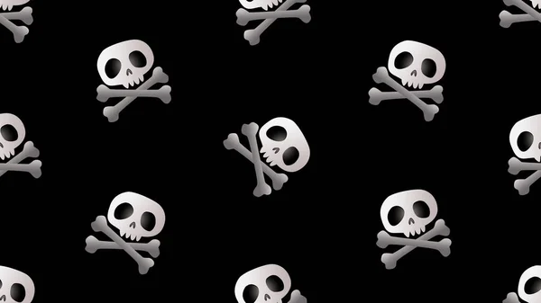Скелет Череп Безшовний Мультфільм Чорному Тлі Концепція Ілюстрації — стокове фото