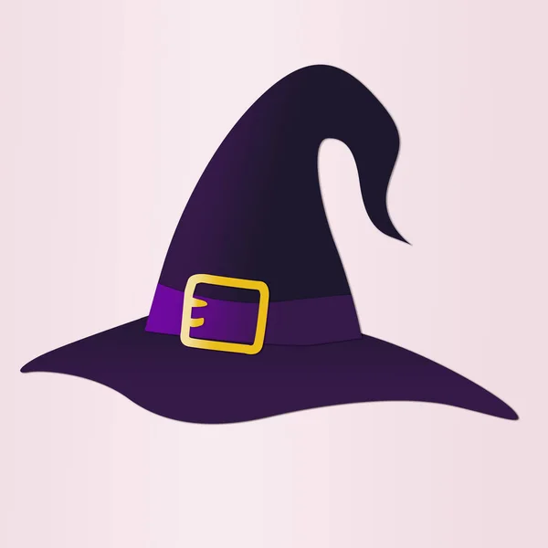 Sombrero Corte Papel Bruja Sobre Fondo Rosa Concepto Ilustración Halloween —  Fotos de Stock