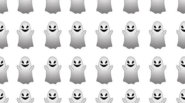 Ghost Sömlös Tecknad Vit Bakgrund Illustration Koncept — Stockfoto