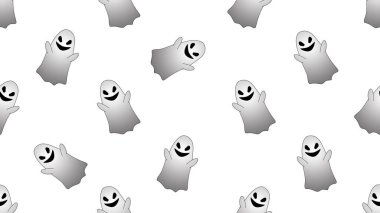 Beyaz arkaplanda kusursuz hayalet karikatürü, illüstrasyon konsepti