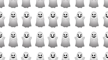 Beyaz arkaplanda kusursuz hayalet karikatürü, illüstrasyon konsepti