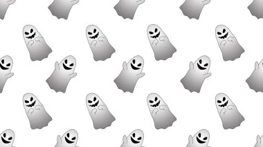 Beyaz arkaplanda kusursuz hayalet karikatürü, illüstrasyon konsepti