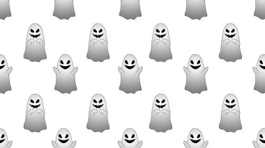 Beyaz arkaplanda kusursuz hayalet karikatürü, illüstrasyon konsepti