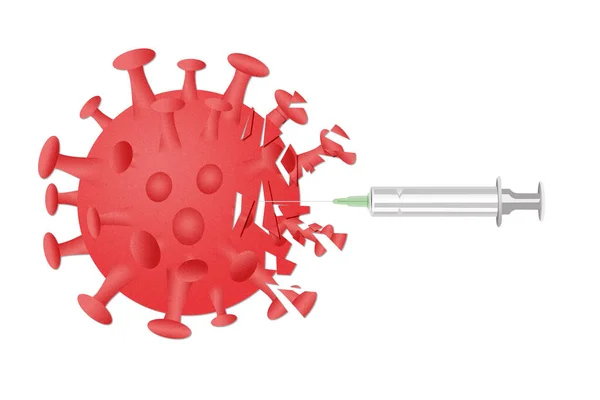 疫苗Vs Covid 19白色背景说明 3D概念 — 图库照片