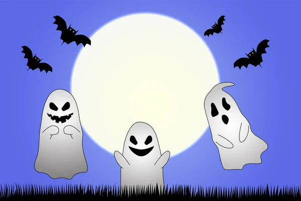Feliz Halloween Fondo Luna Concepto Ilustración — Foto de Stock