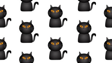 Beyaz arka planda siyah kedisiz çizgi film, illüstrasyon konsepti