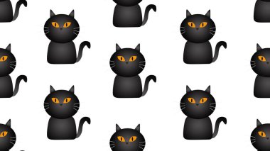 Beyaz arka planda siyah kedisiz çizgi film, illüstrasyon konsepti