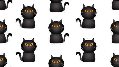 Beyaz arka planda siyah kedisiz çizgi film, illüstrasyon konsepti