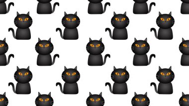 Beyaz arka planda siyah kedisiz çizgi film, illüstrasyon konsepti