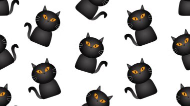 Beyaz arka planda siyah kedisiz çizgi film, illüstrasyon konsepti