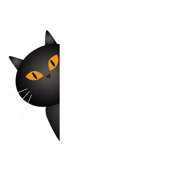 黒猫イラスト ハロウィーンのキャラクターと空白のバナーサイン — ストック写真